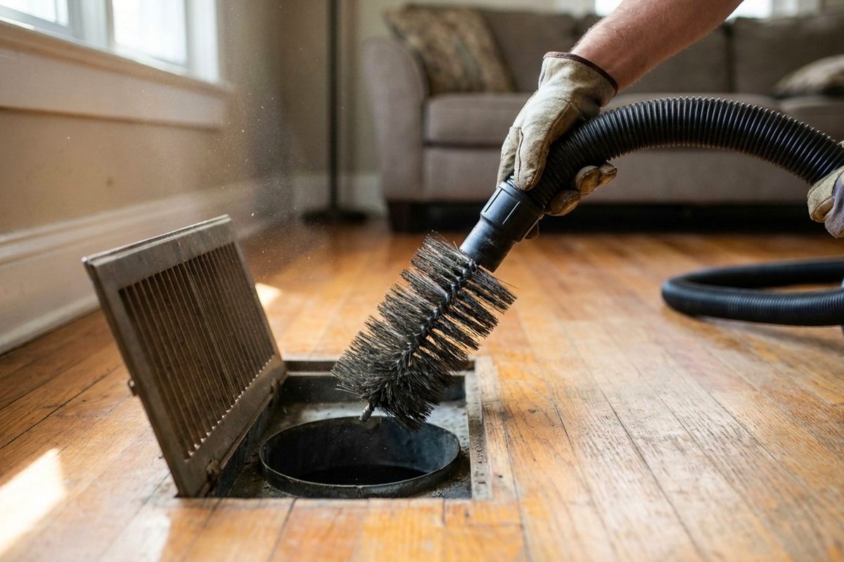 Duct Cleaning technician at work