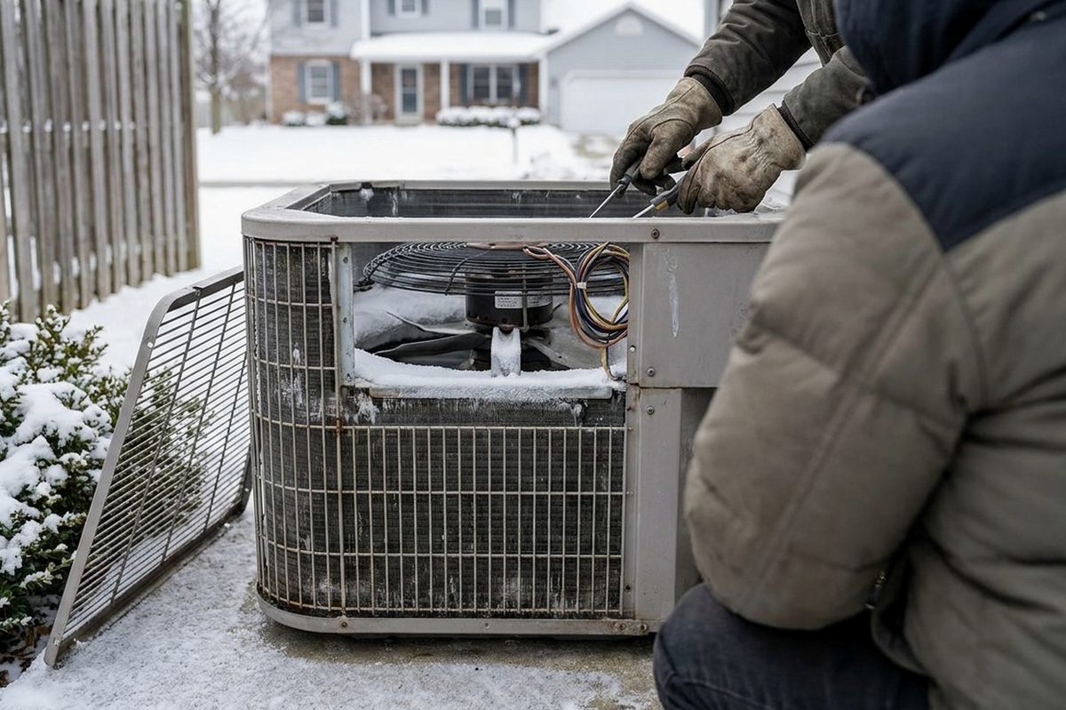 Heat Pump Repair technician at work